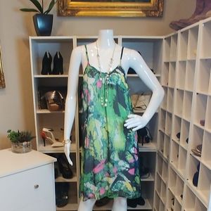 AARON ASHE SHORT BRIGHT PRINT TANK DRESS